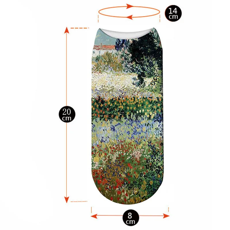 SexeMara/Новинка, женские носки с 3D принтом, женские художественные носки Ван Гога, классические забавные носки унисекс с подсолнухами и масляной росписью