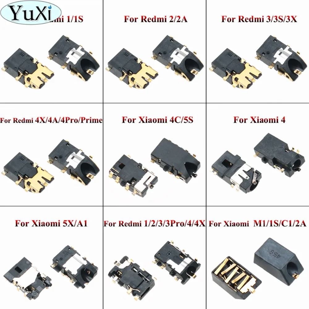 

YuXi 2pcs Earphone Headphone Jack Audio flex For xiaomi Redmi 1S 2 2A 3 3S 3X 4 Redmi Note 1 2 3 4 4X/Mi A1 5X 4 4C 5S 1S Max 2