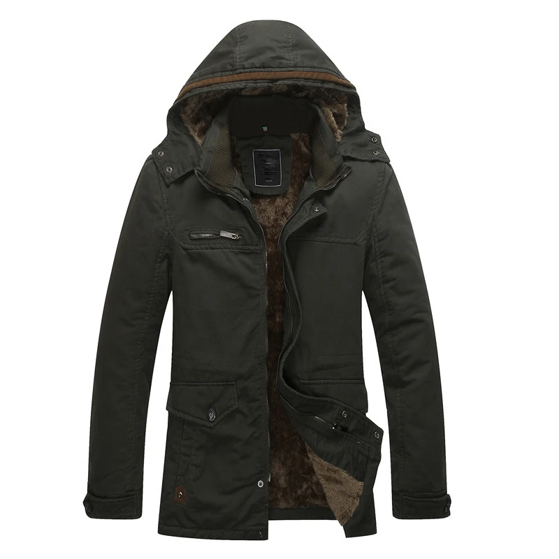 

Removable Hooded New 2017 Autumn and Winter Fashion Warm Fleece Lining Thickening Casual Jacket Men Cotton Coat Outerwear