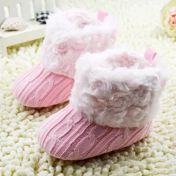 

Infant Baby First walkers Crochet/Knit Boots Booties Toddler Girl Winter Snow Crib Shoes