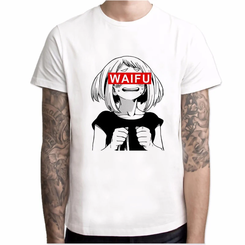 Waifu футболка для мужчин Otaku Lewd Hentai милая девушка аниме Ahegao уличная Футболка белая