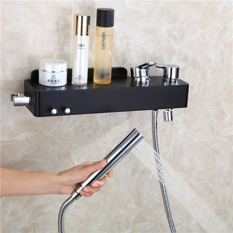 

all copper black hot and cold mixer bathtub faucet into the wall with shower faucet set cylinder edge