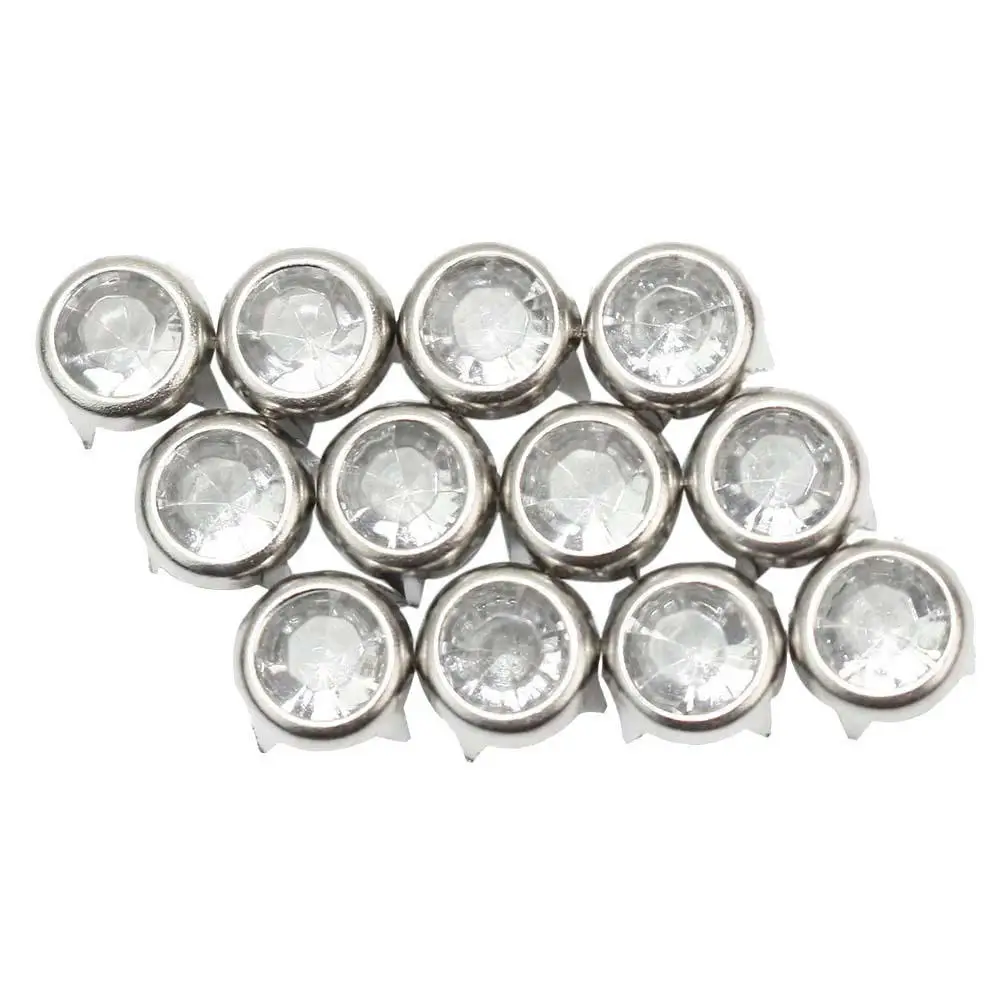 

100Pcs/Lot Round Clear Crystal Rhinestone Stud Spot Rivets Spikes for Bags Shoes Leather Clothes Stud Decorative DIY Supplies