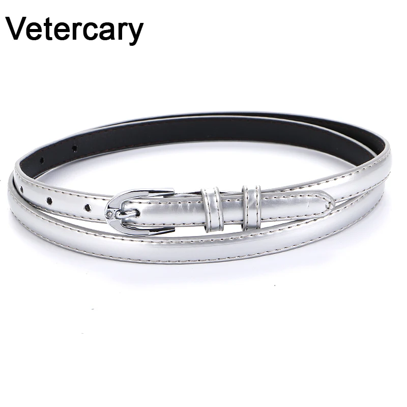 Женский тонкий ремень из серебристой кожи с пряжкой со стразами|silver leather belt|designer
