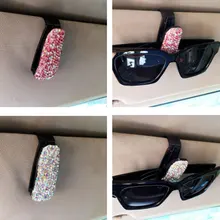 Инкрустированный бриллиантами автомобильный солнцезащитный козырек для очков, бумажный зажим, 7 цветов, аксессуары для украшения салона автомобиля