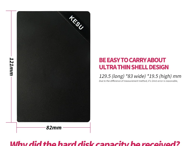 KESU 2,5 ''внешний жесткий диск USB3.0 HDD Портативный внешний HD Жесткий диск для ПК Mac Настольный Ноутбук сервер(черный/белый