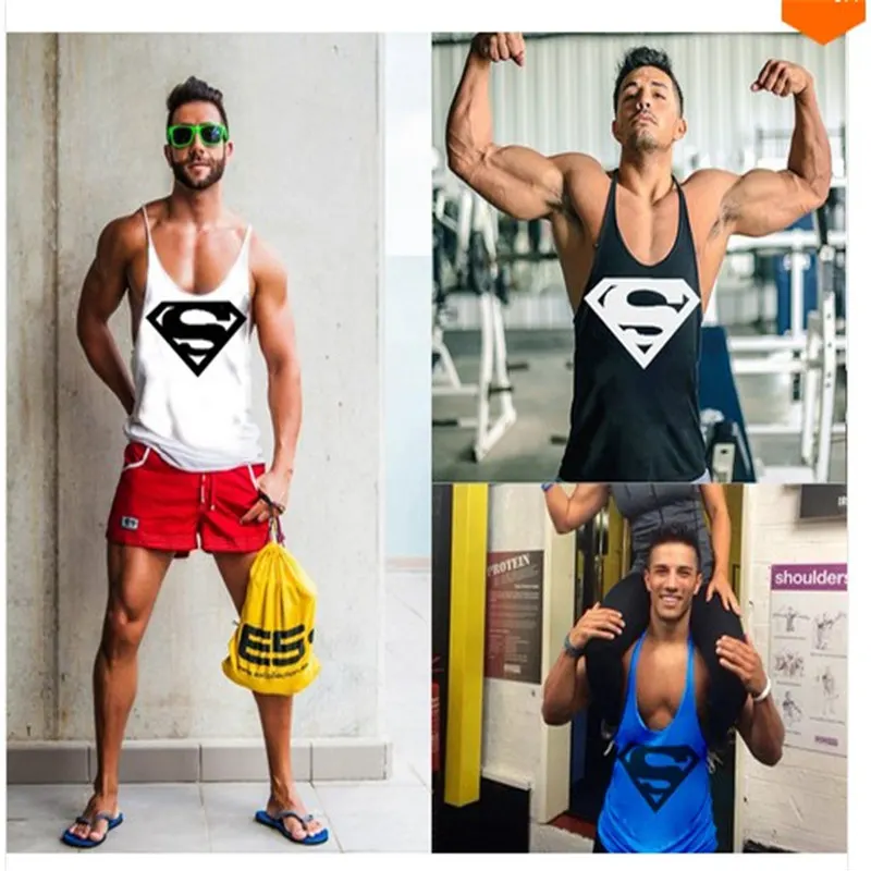 

Summer men running vest Men Bodybuilding Tank Top Muscle Shirts Gym Fitness Stringer Sports Sleeveless Vest Singlets Shirt plus