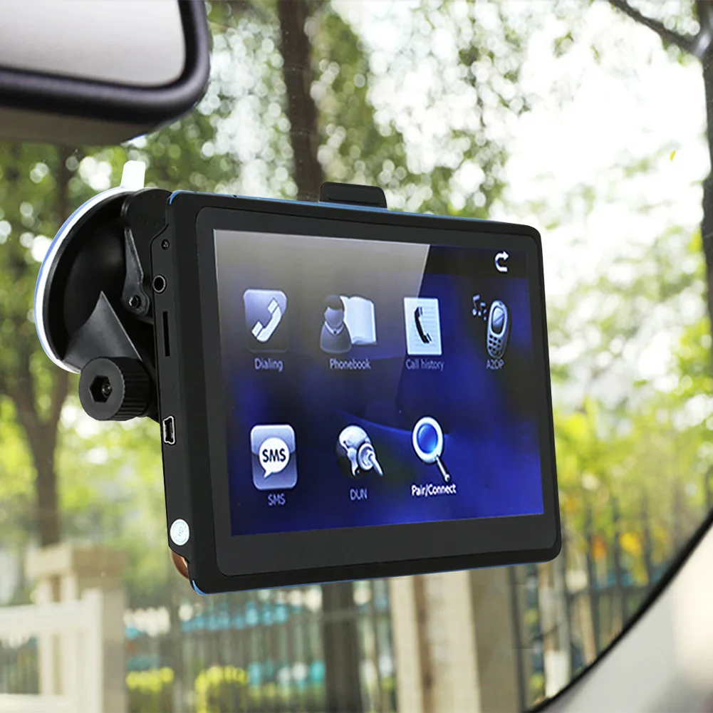

7 Inch GPS Navigation Device Multifunction Music HD Multimedia Universal FM Black Caravan Touch Screen Car Free Map