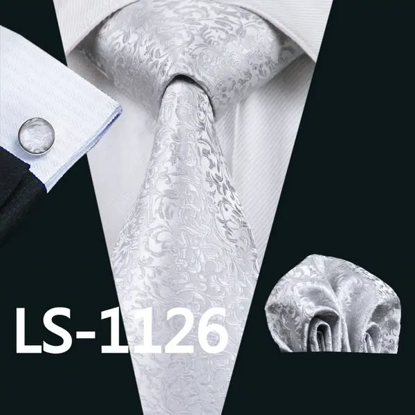 LS-833 мужской Галстук коричневый геометрический шелк классический Barry.Wang галстук+ носовой платок+ запонки набор для мужчин формальная Свадебная вечеринка - Цвет: LS1126
