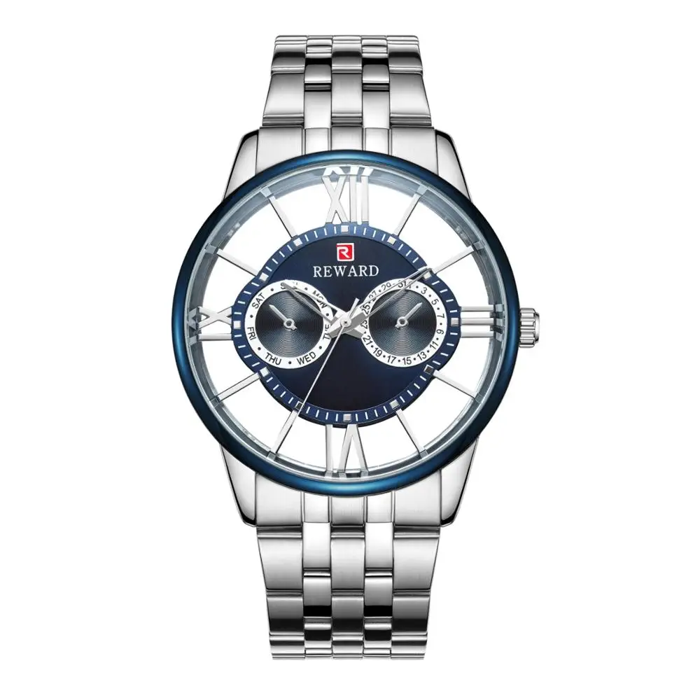 

REWARD Literally Bottom Cover Design Japanese Imported Movement Luxury Fashion Men Watches Business Sports Wrist Watch military
