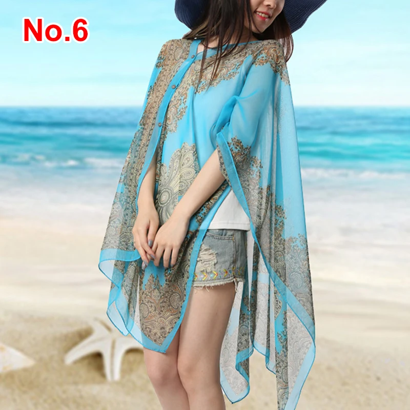 Women wearing light blue Slashed Tops Casual for Summer & Beach Cover up 
