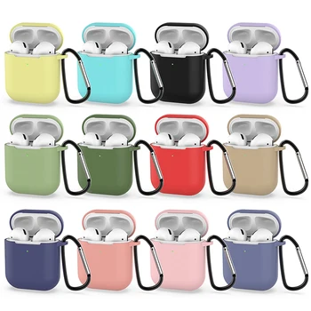

Headphone Case For Apple Airpods Protective Cover Bluetooth Wireless Earphone Case For AirPods 2 Silicone Charging Box With Hook