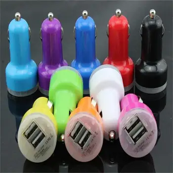 

Wholesale Dual USB Car Charger Mini Bullet Double USB 2-Port Car Charger Adaptor for iphone 7 6 plus 5s/4/ipad