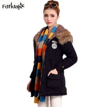 

2017 New women's winter jacket fur collar hooded coat female cotton-padded women winter coat plus size parkas XXL XXXL A330