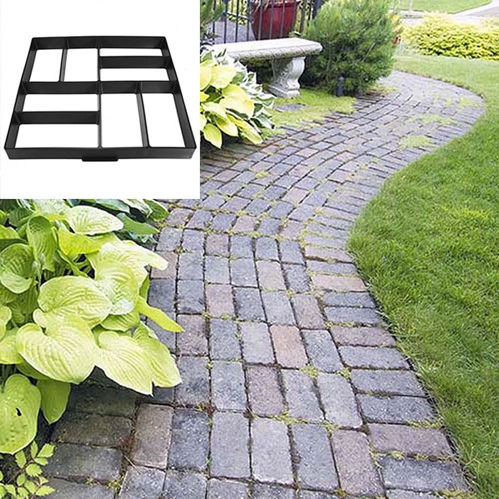 

Garden DIY Plastic Path Maker Pavement Model Concrete Stepping Stone Cement Mould Brick E2S