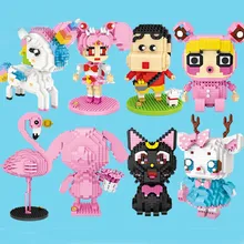 Diamond Blocks Detective Japanese Anime Action Figures Building Blocks Unicorn flamingo Toys For Children Educational Toy loz diamond blocks courier bear kids assembly toy for children oyuncaklar building brick action figures diy designer animal 9749