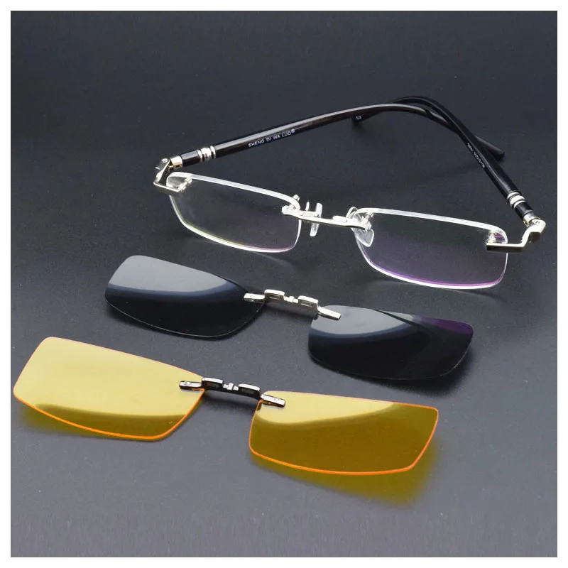 rimless glasses with magnetic sunglass