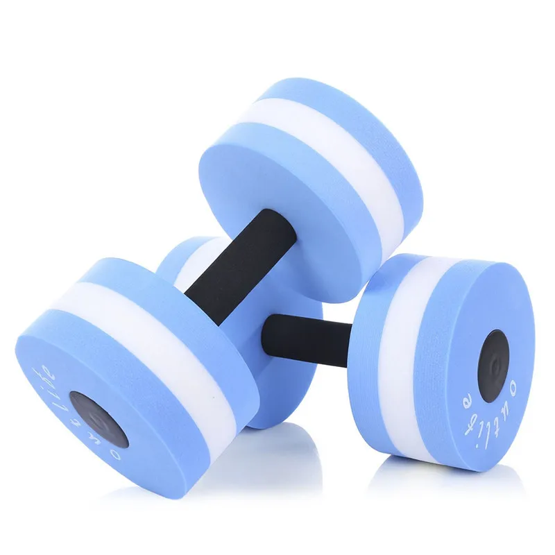 Water Aerobics Dumbbell Weights Swimming Pool Exercise Set Workout EVA Dumbbell Medium Aquatic Barbell Fitness Training 1 Pair - Цвет: Синий