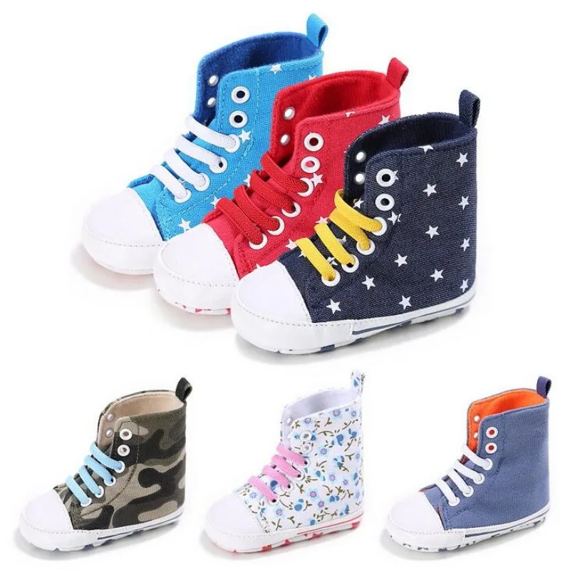 

Newborn Fashion High Top Sneakers Baby Boy Girls Shoes Infant Toddler Lace Up Soft Sole No-slip First Walker Prewalker Crib Shoe