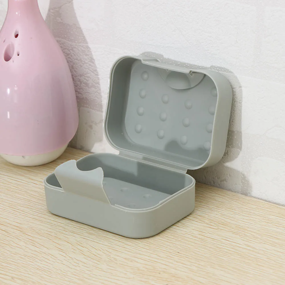 Portable Travel Rectangular Soap Dish Plastic Waterproof Lock Leak Dish