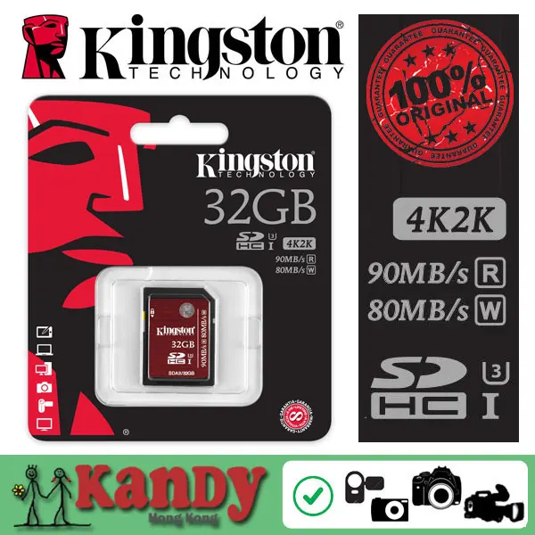 Kingston sd card sdhc sdxc uhs-i U3 video DSLR memory card 32gb 64gb 128gb 256gb class 3 10 cartao de tarjeta scheda lot classe