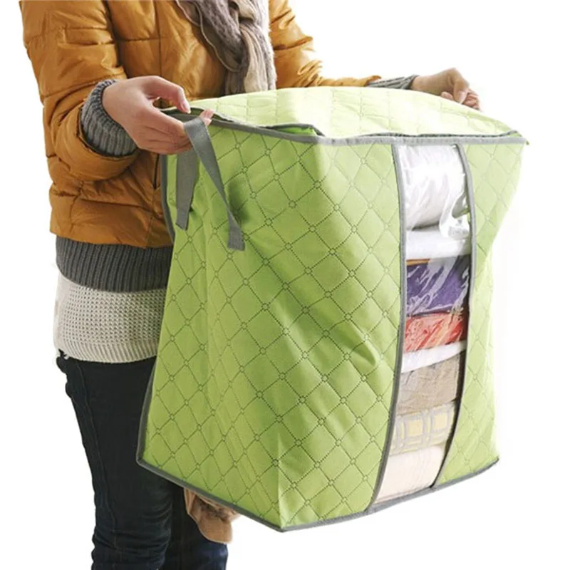 HOMEBEGIN коробка для хранения портативный органайзер нетканый тканевый чехол для одежды держатель Одеяло Подушка подстилка сумка для хранения коробка - Цвет: Green