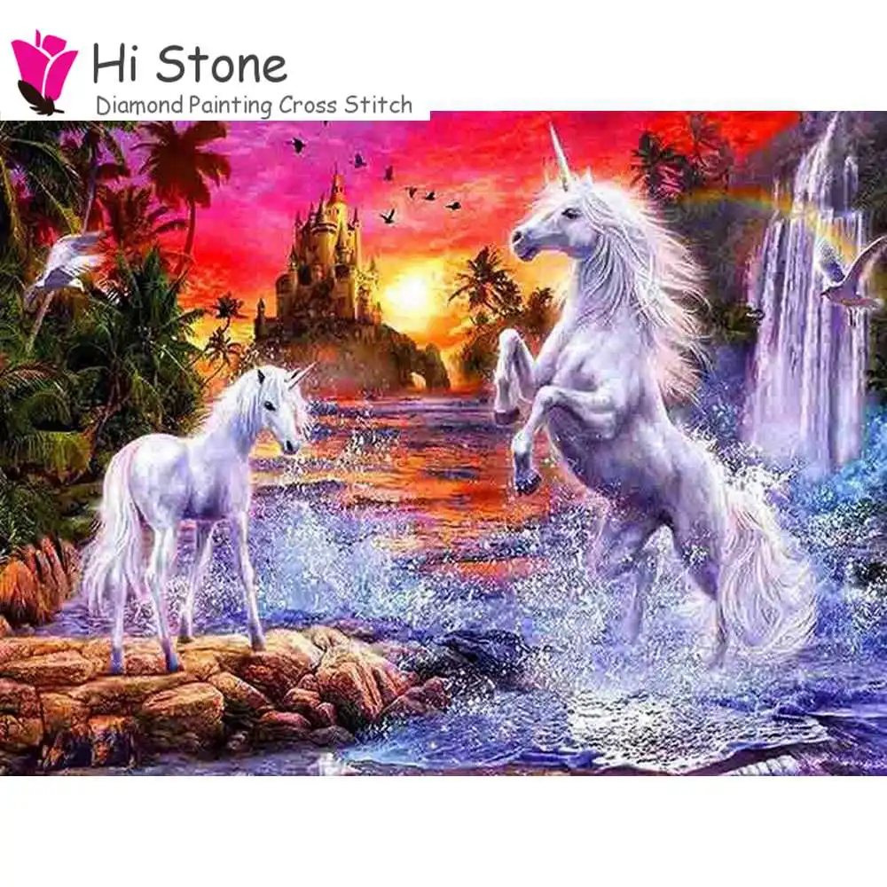 Two Unicorns Full square Diamond painting Wall Art Diamond embroidery