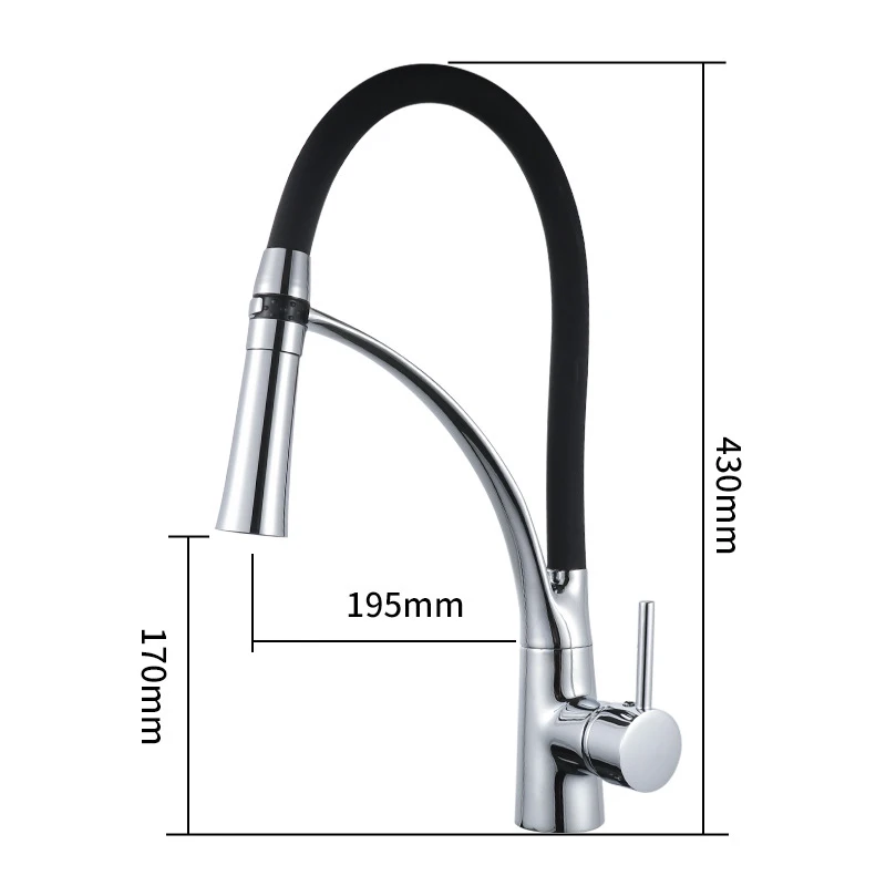 Black Kitchen Faucet Copper Pull Type Switch Hot and Cold Water Mixing Nozzle Kitchen Sink Home Improvement for Kitchen