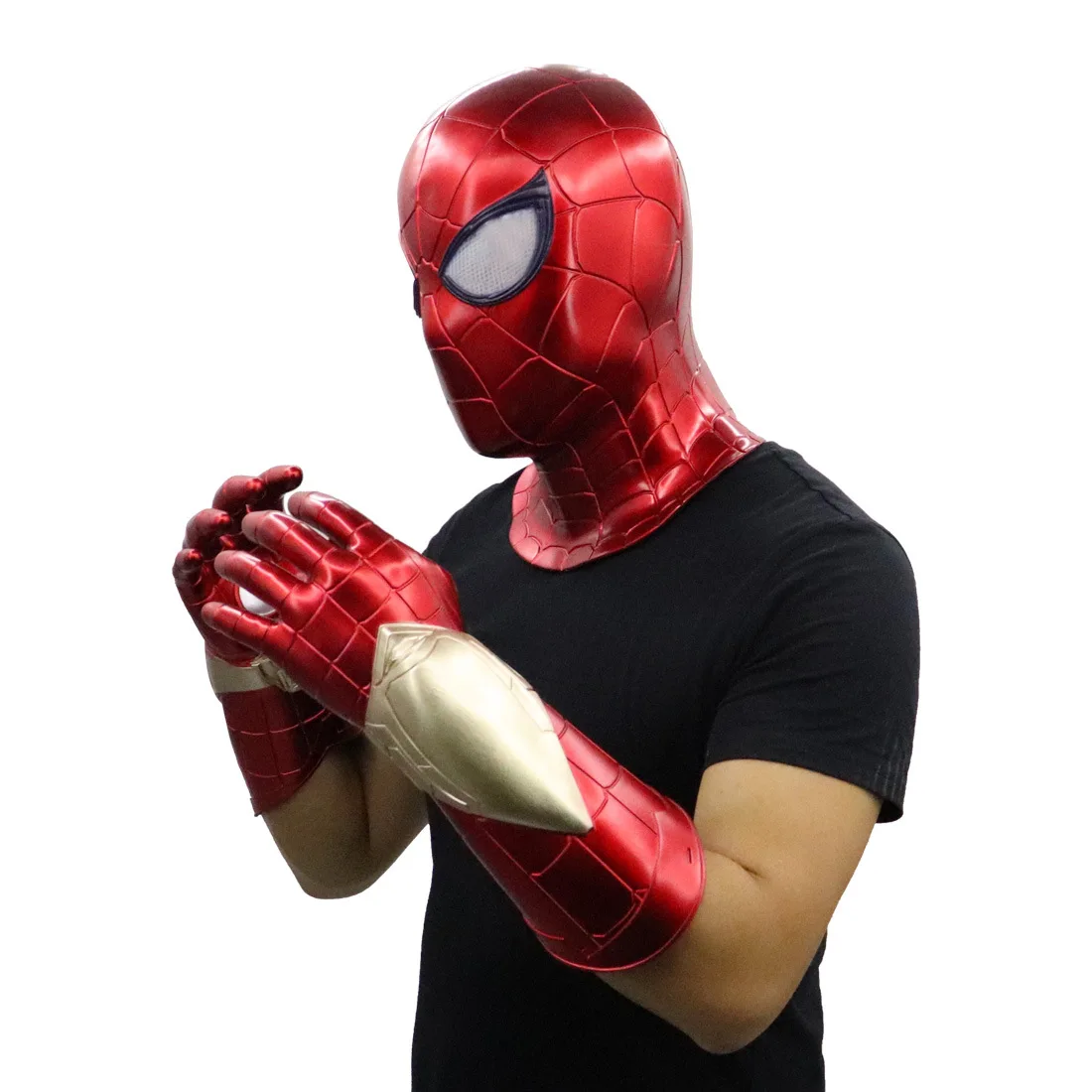 Lastest Marvel аниме Человек-паук, косплей, Фигурка «Железный человек» из ПВХ перчатки индукционные светодиодные маски Человек-паук пусковая перчатка маска