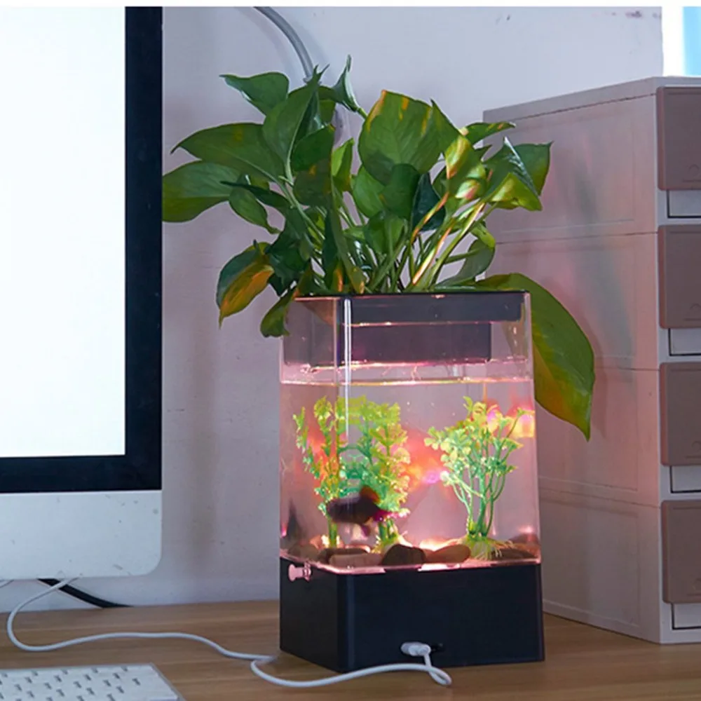 

USB Desktop Mini Fish Tank With LED Light Aquarium Dropshipping