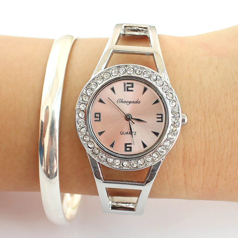 

Bling Crystal Watch Women Clock Fashion Women's Bracelet Watch Steel Lady Quartz Wrist Watch Wristwatch Relogio Feminino D4