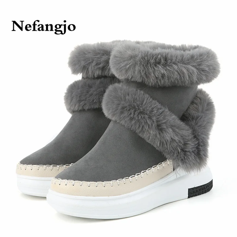 

Nefangjo 2018 Winter Snow Boots Women High Warm Sexy Zipper Ankle Boots Women Fashion Casual Wedges Non-Slip Woman Boots Shoes