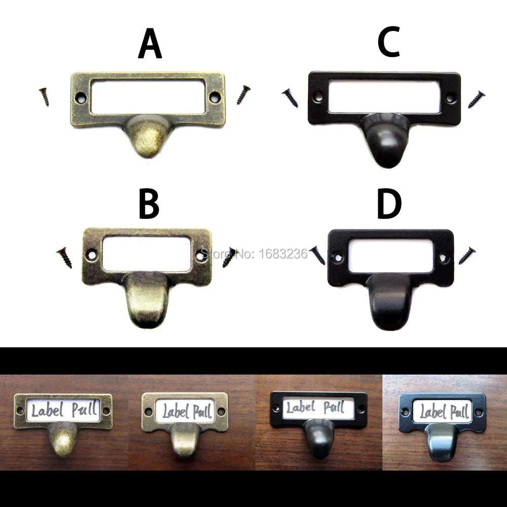 6x античный латунный Черный винтажный металлический ярлык Потяните рамку ручка файл имя держатель для карт для мебели выдвижной ящик в шкафу Чехол Корзина