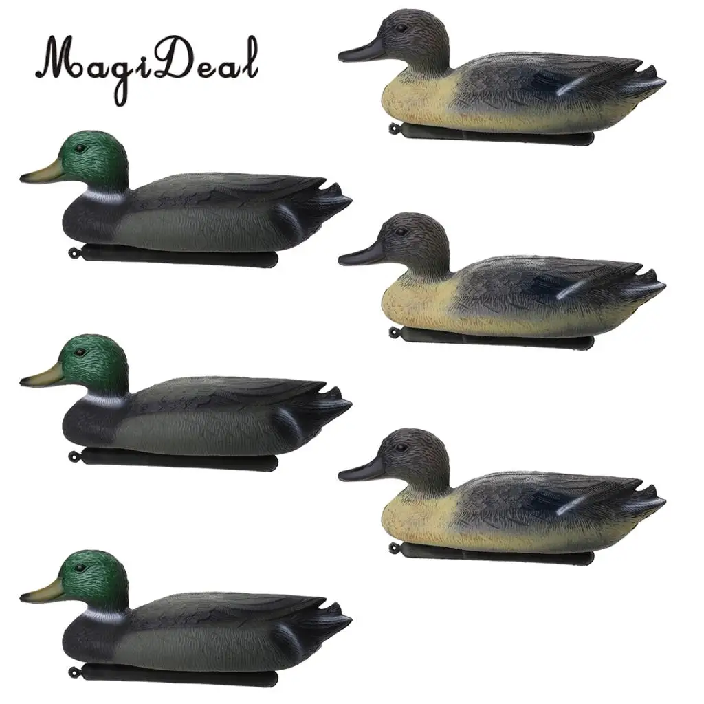 MagiDeal 6 шт. рыболовная охотничья Мужская приманка пластиковая утка Decoy Drake w/плавающий Киль