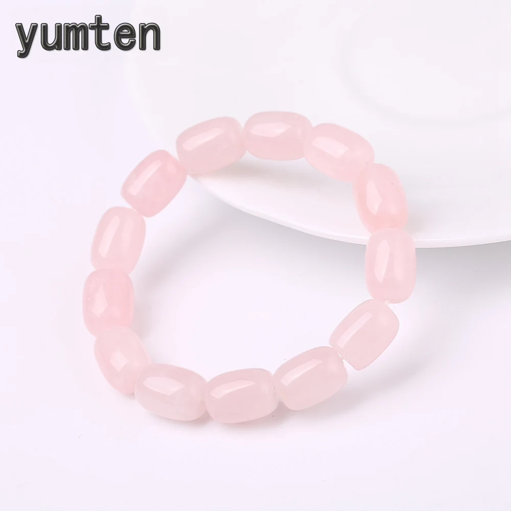 

Yumten Oval Rose Quartz Natural Stone Stretch Bracelet Beads Lovers Women Personality Men Fashion Gift Survival Stray Kids