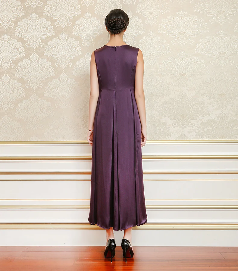 VOA фиолетового размера плюс тонкое длинное платье женские вечерние летние платья шелковые без рукавов de fiesta одежда A6788