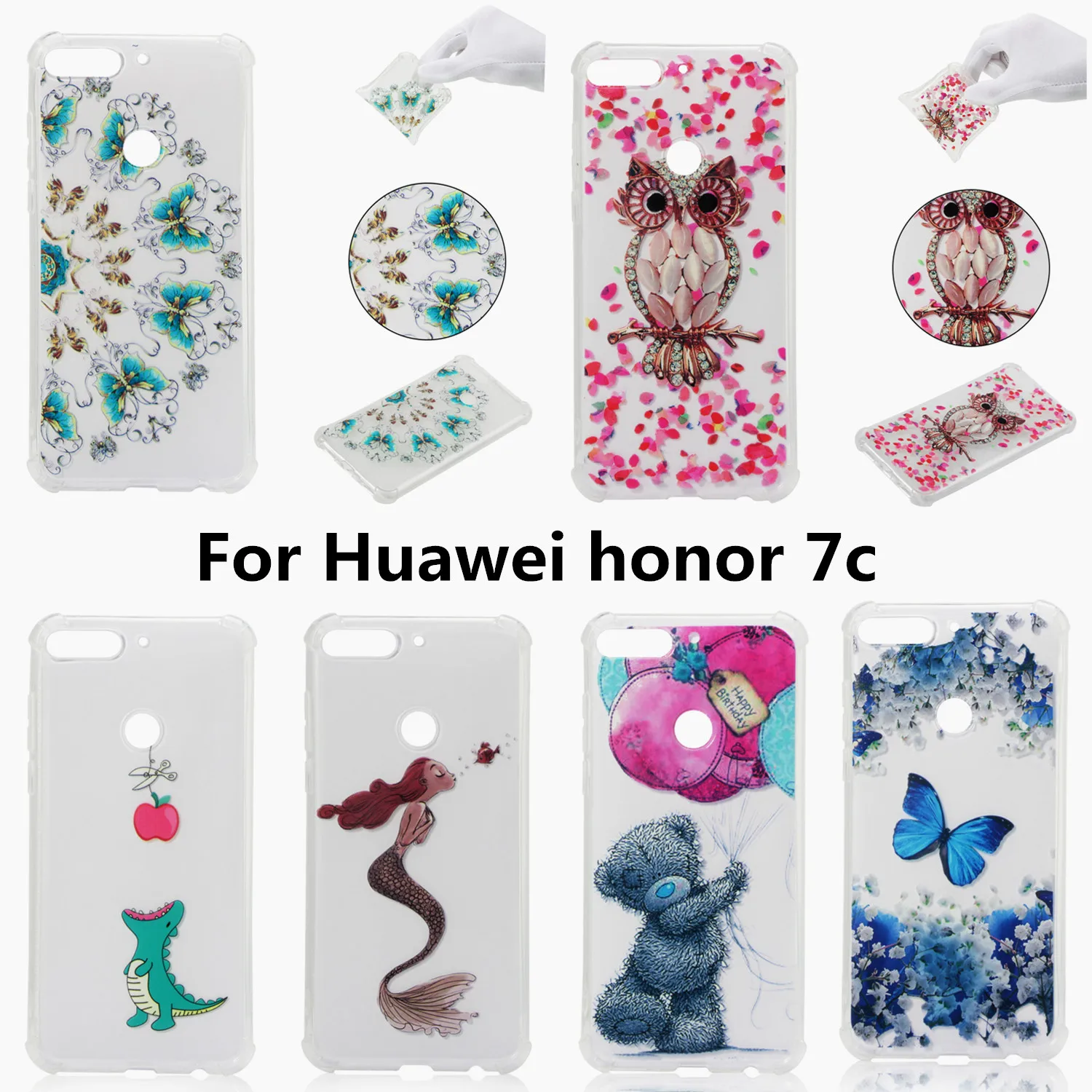Painted Pattern Case For Huawei honor 7c Y7 2018 Soft TPU Back Cover enjoy8 Skin Bumper for nova2 lite prime 5.99&quot |