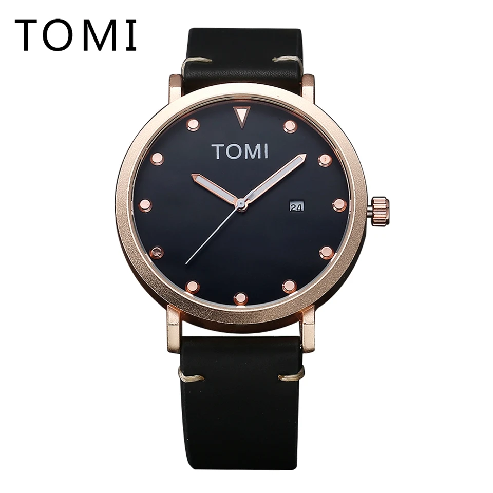 

TOMI Fashion Men Watch Top Brand Luxury PU Leather Strap Quartz Women Watches Ladies Super-Thin Dress Wristwatch Clock