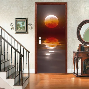 

Creative 3D Setting Sun Landscape Door Sticker PVC Self-Adhesive Waterproof Mural Wallpaper DIY Living Room Bedroom Stickers