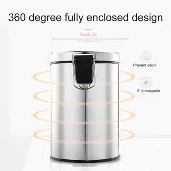 

Round Stainless Steel Step Trash Can Wastebasket Garbage Container Bin for Bathroom Bedroom Kitchen Best Price