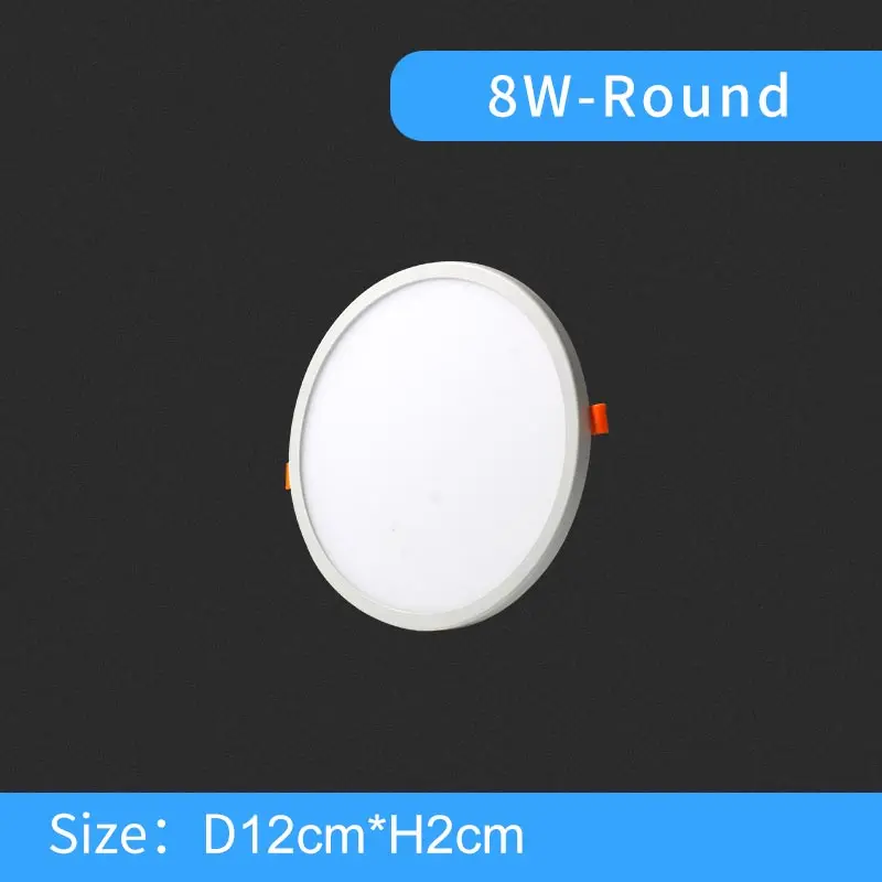Светодиодный светильник, ультра тонкий круглый квадратный встраиваемый светильник, 6 Вт, 8 Вт, 15 Вт, 20 Вт, 220 В, потолочный светодиодный светильник для ванной комнаты - Испускаемый цвет: 8W-Round