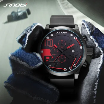 

New Fahion Men Watches Top Brand Luxury Full Steel Quartz Clock Sinobi Racing Sport Men Chronograph Watch Male Relogio Masculino
