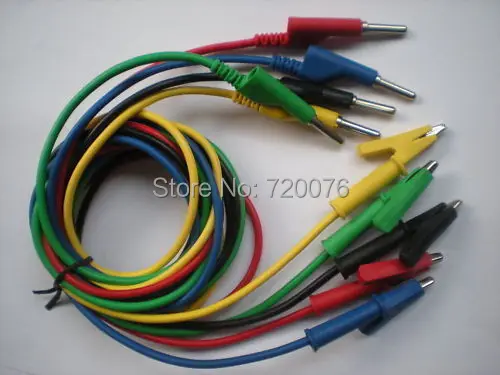 

5 PCS Banana Plug to Alligator Clip Silicone Cable High Voltage 5 Colors