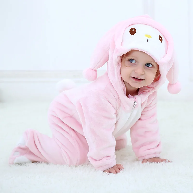 SAILEROAD Baby Girls Boys Winter Kigurumi Pajamas Cartoon Cute Rabbit Animal Onesies Kids Sleepwear Flannel Warm Jumpsuit Pijama