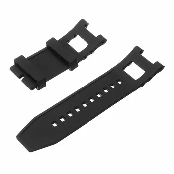

Black Watchband Silicone Rubber Watch Band Wristband Replacement Strap Without Buckle