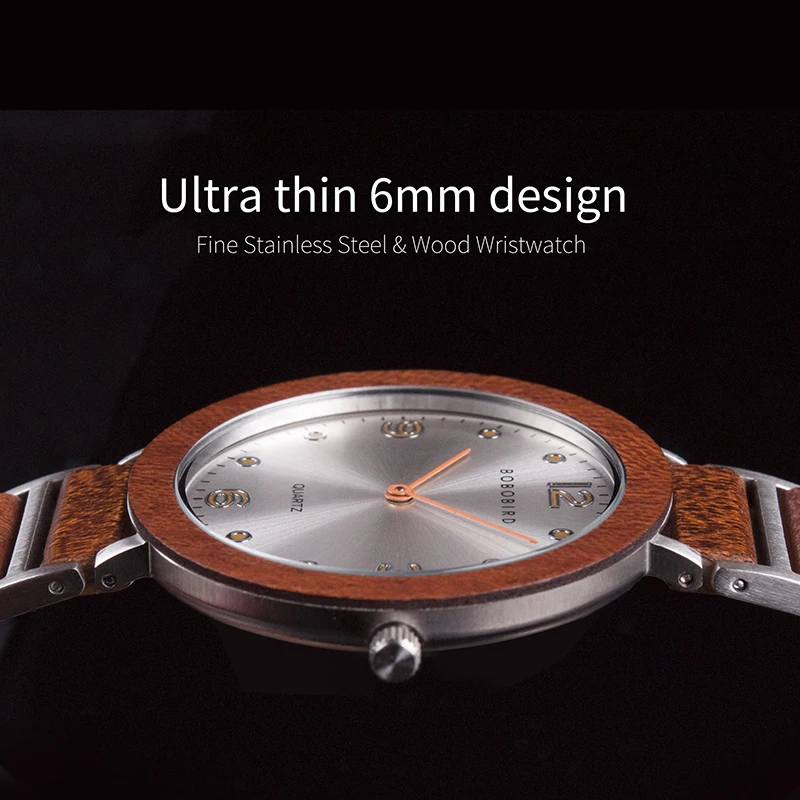 Ультра тонкие 6 мм BOBO BIRD Lover's часы роскошные стильные деревянные кварцевые наручные часы reloj hombre с подарочной коробкой V-S16