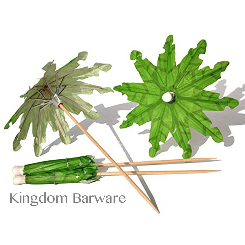

80PCS Green Tropical Coconut Palm Tree Paper Umbrellas Cocktail Parasol Picks Cupcake Toppers Picks, Pack of 80