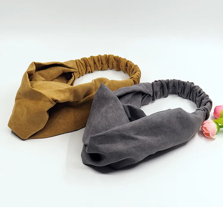 Женская Весенняя замшевая повязка на голову в богемном стиле, винтажная эластичная лента для волос с перекрестным узлом, аксессуары для волос для девочек