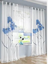  Hot Sale Manual Spray Painted Flower Tulle Curtain Window Sheer Curtains for Living Room Bedroom Voile Blinds Home Deco 150cm 