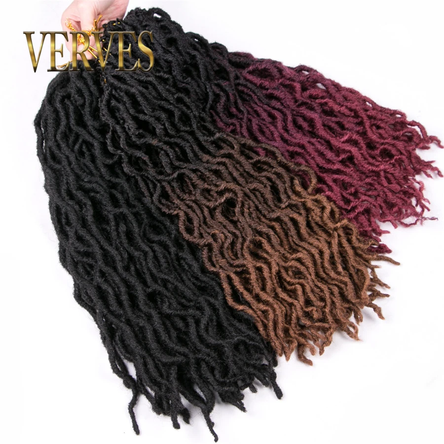 VERVES плетение Омбре Faux Locs Curly 20 дюймов 24 корня/упаковка Мягкие крючком косички Dread Locs наращивание волос твист черный